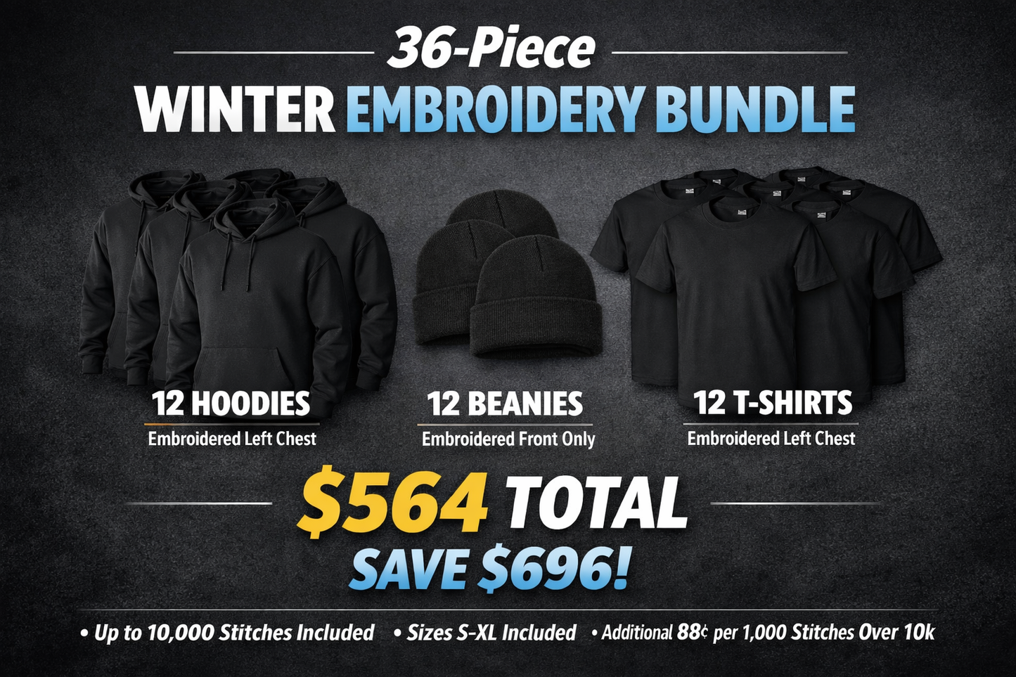 36-Piece Winter Embroidery Bundle
