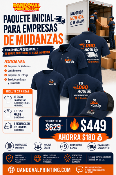 Moving Company Starter Package | 24 Custom Uniforms + Richardson Hats