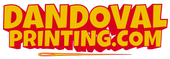 Dandoval Printing logo with red and yellow text on a white background