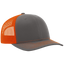 Gray and orange cap with mesh back on a white background