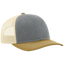Two-tone cap with gray front and beige back on a white background