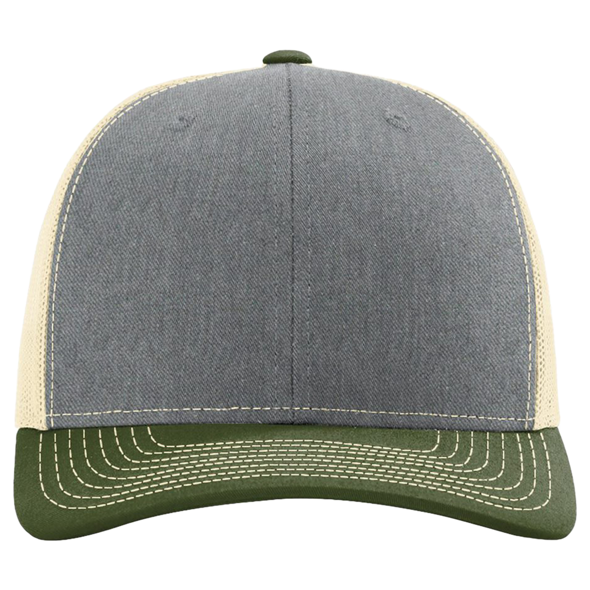 Gray and green cap with a white background