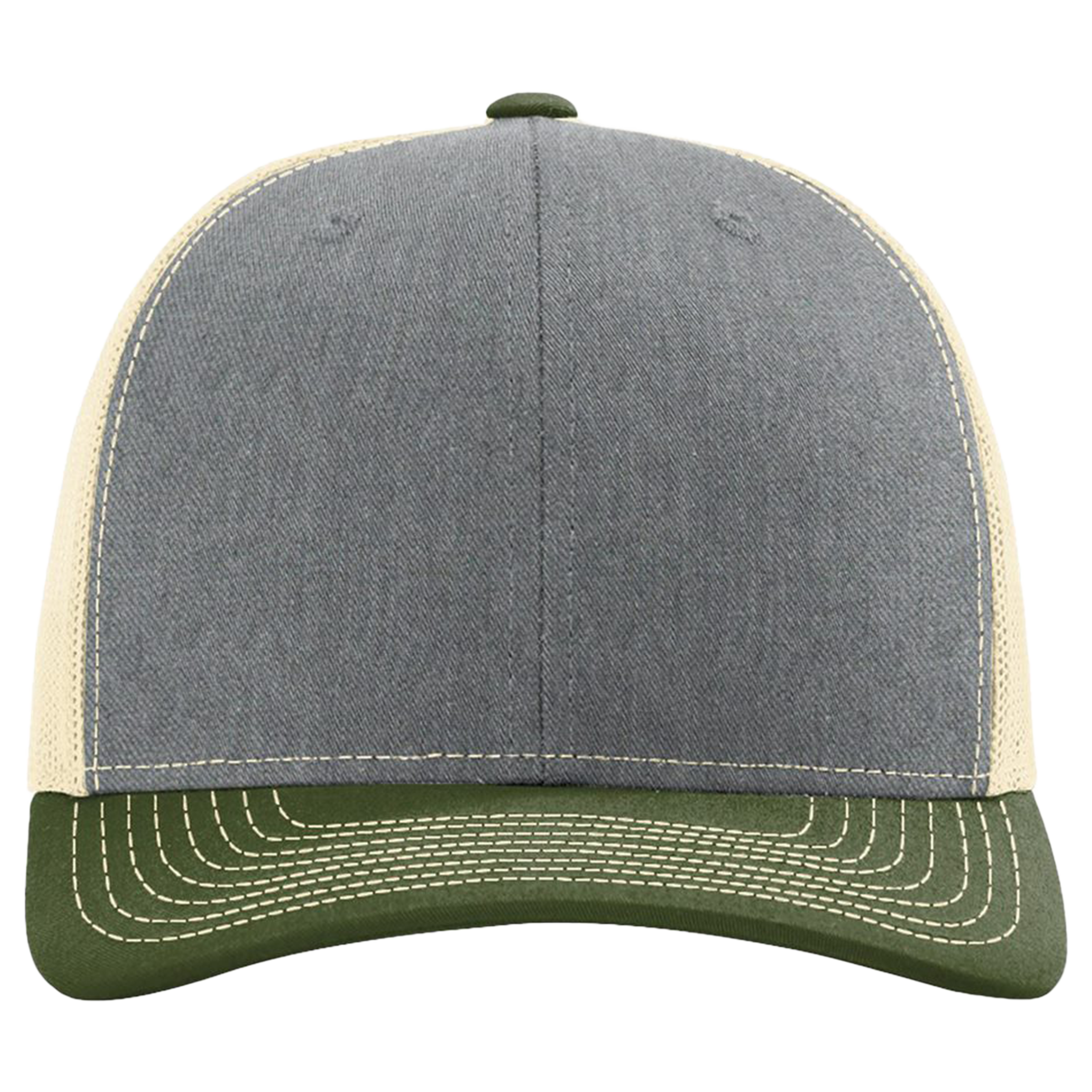 Gray and green cap with a white background