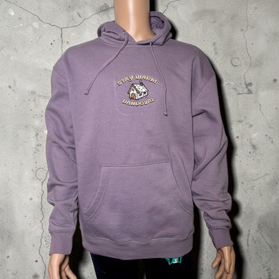 Sudadera con capucha bordada STAY WARM – Diseño de cabaña de invierno Dandoval