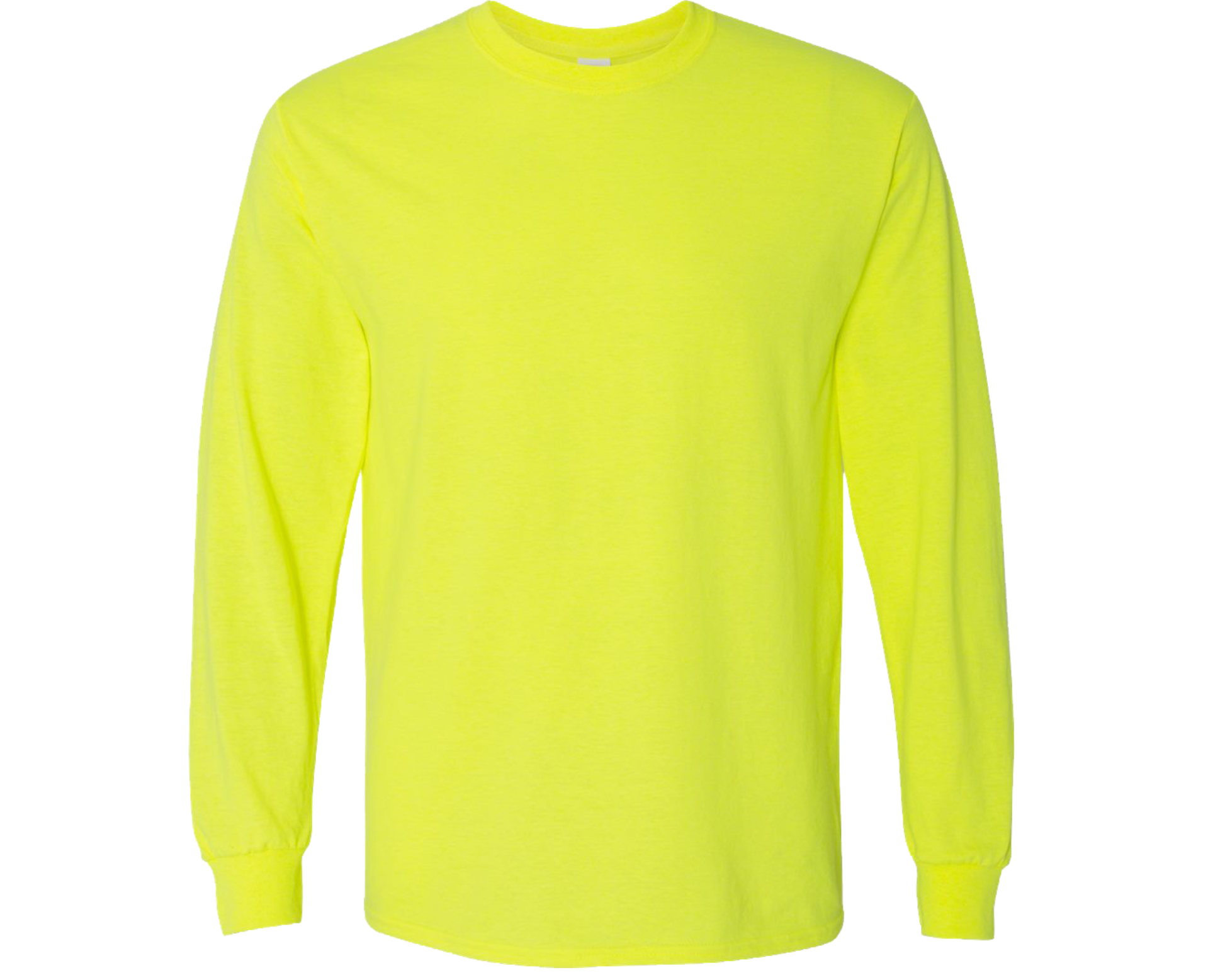 Neon yellow long-sleeve shirt on a white background
