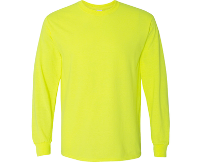 Neon yellow long-sleeve shirt on a white background