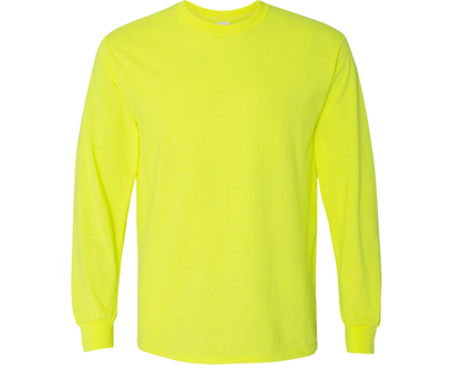Neon yellow long-sleeve shirt on a white background