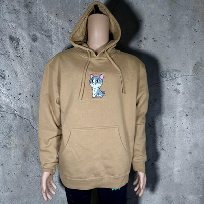 Sudadera con capucha y gato bordado – Sudadera unisex de peso medio