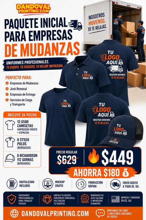 Moving Company Starter Package | 24 Custom Uniforms + Richardson Hats
