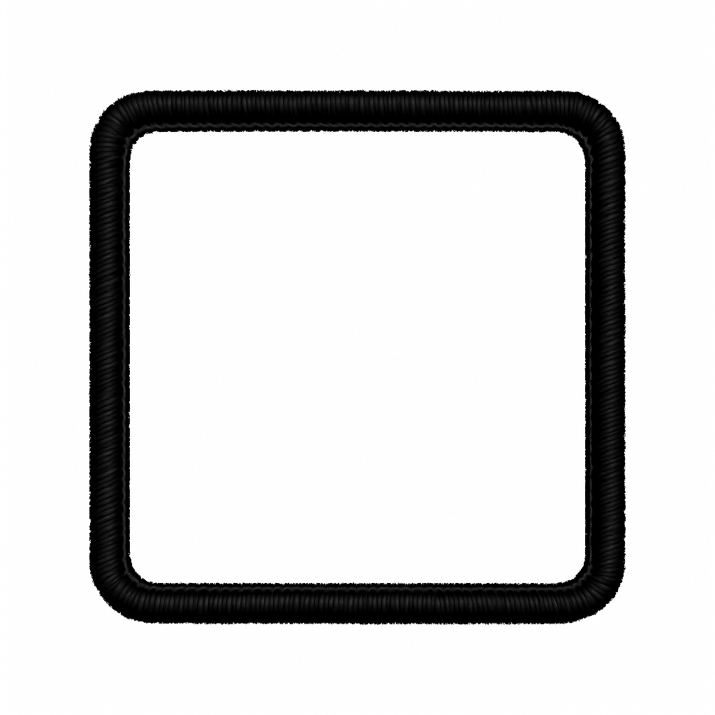 Black square patch with a border on a white background