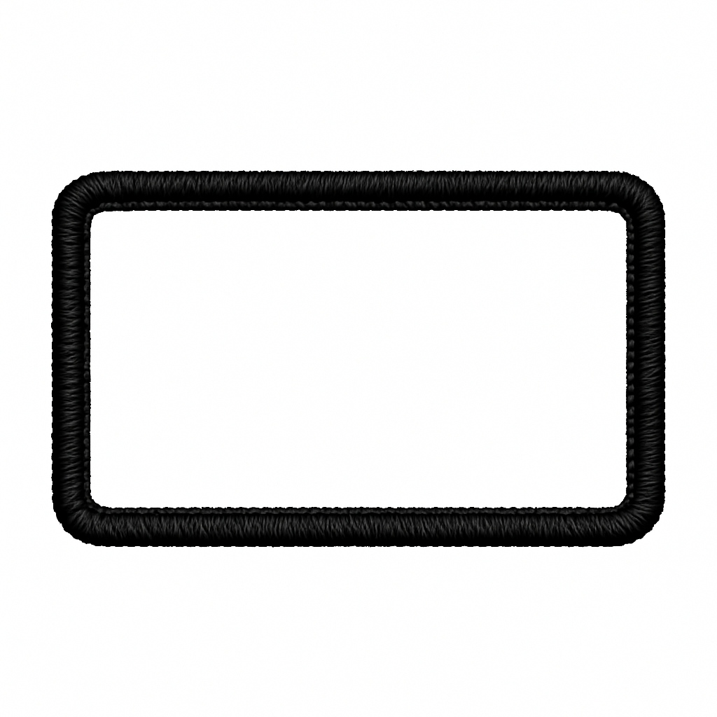 Black rectangular patch with white center on a white background