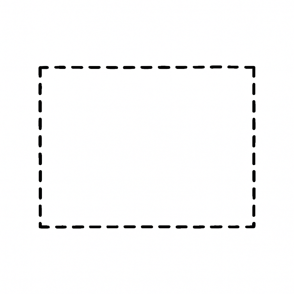 Dashed black rectangle outline on a white background