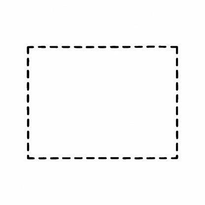 Dashed black rectangle outline on a white background
