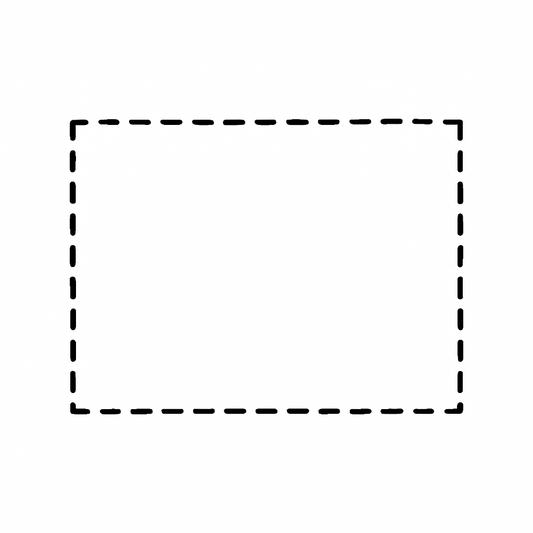 Dashed black rectangle outline on a white background