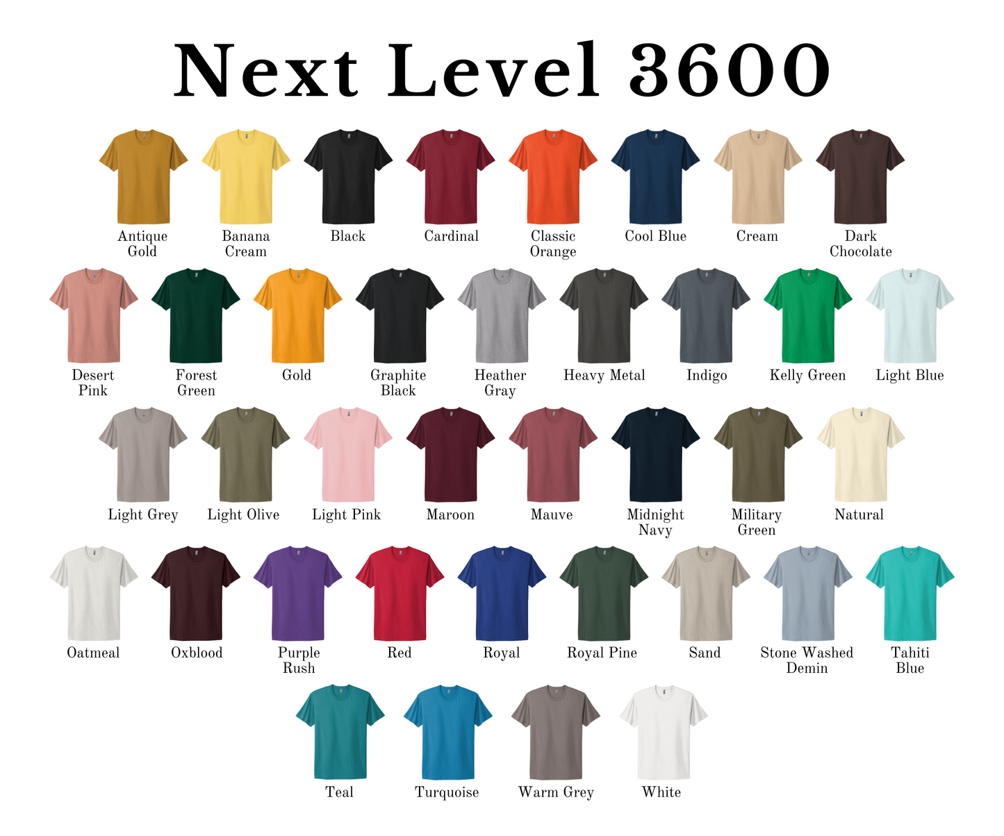 Next Level 3600 Unisex Cotton T-Shirt – Full Color Printing | Upload Your Logo