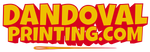 Dandoval Printing logo with red and yellow text on a white background