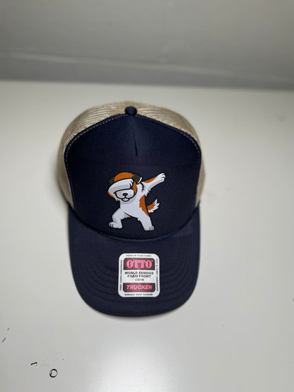 Navy blue cap with a cartoon dog design and 'Otto' branding on a white background
