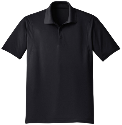 Black polo shirt on a white background