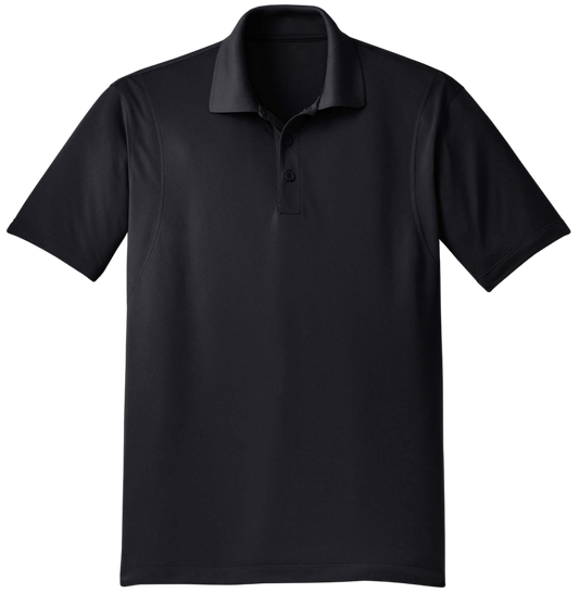 Black polo shirt on a white background