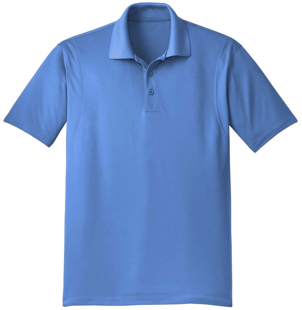 Blue polo shirt on a white background