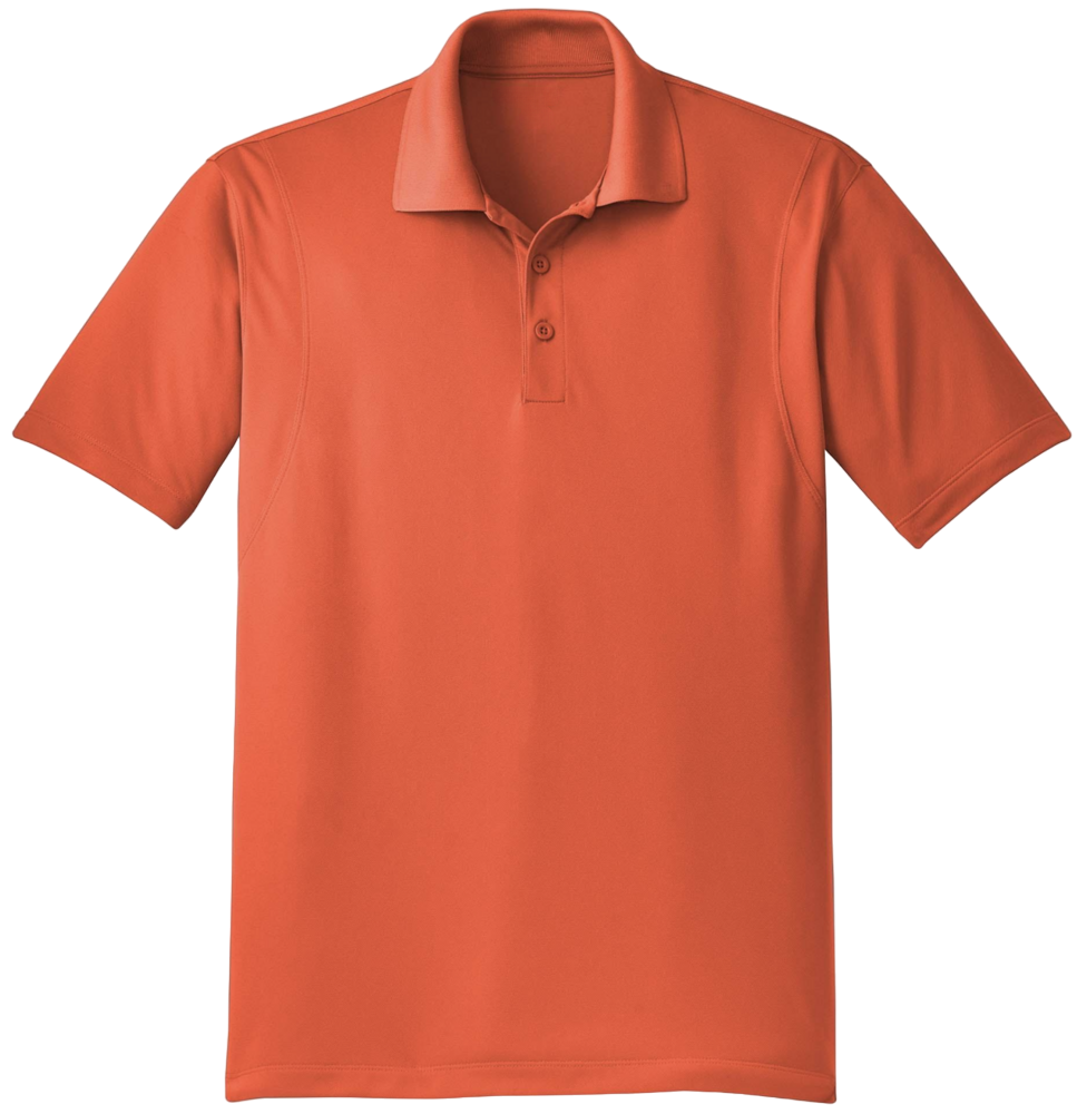 Orange polo shirt on a white background