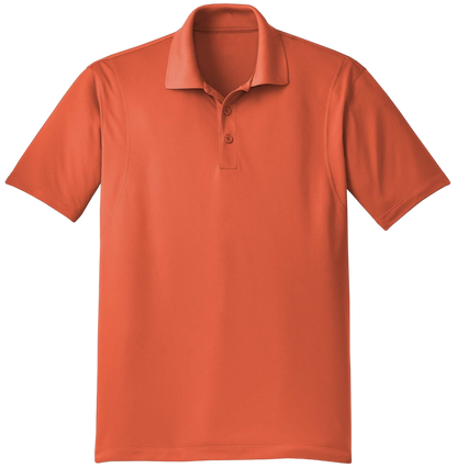 Orange polo shirt on a white background