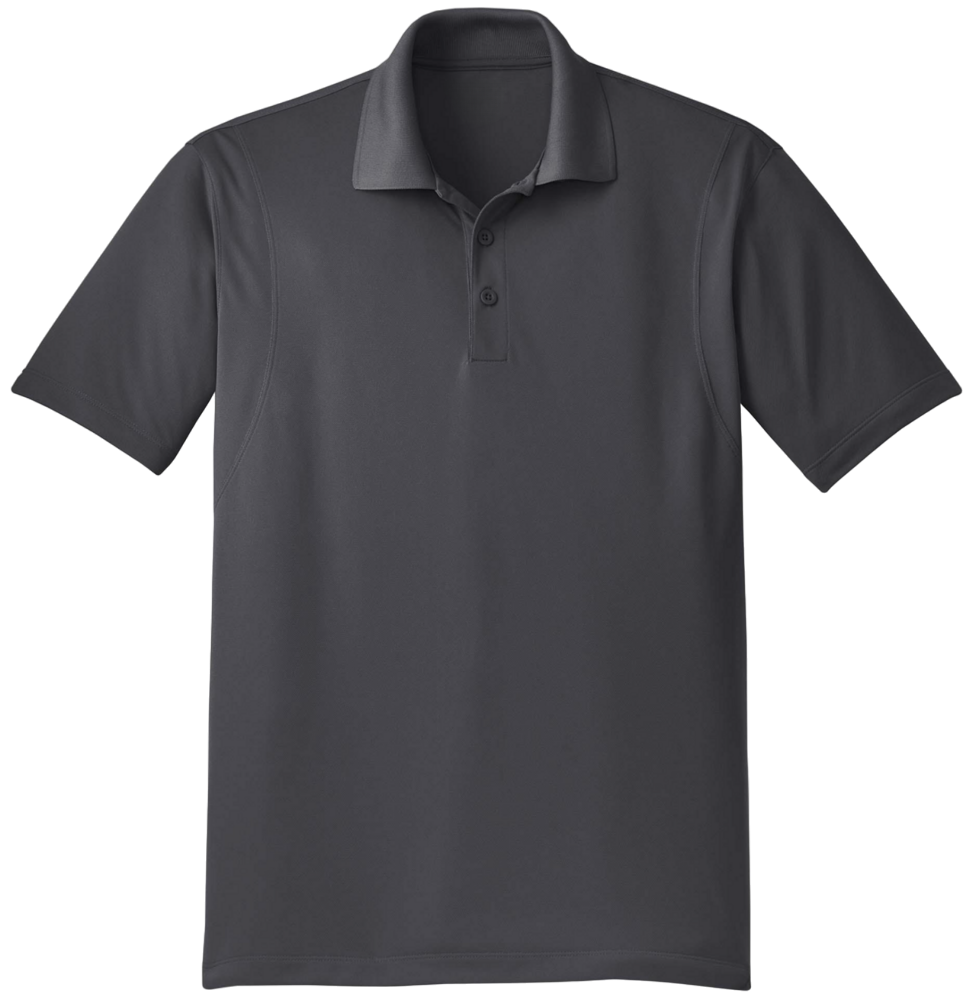 Dark gray polo shirt on a white background