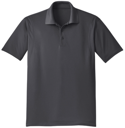 Dark gray polo shirt on a white background